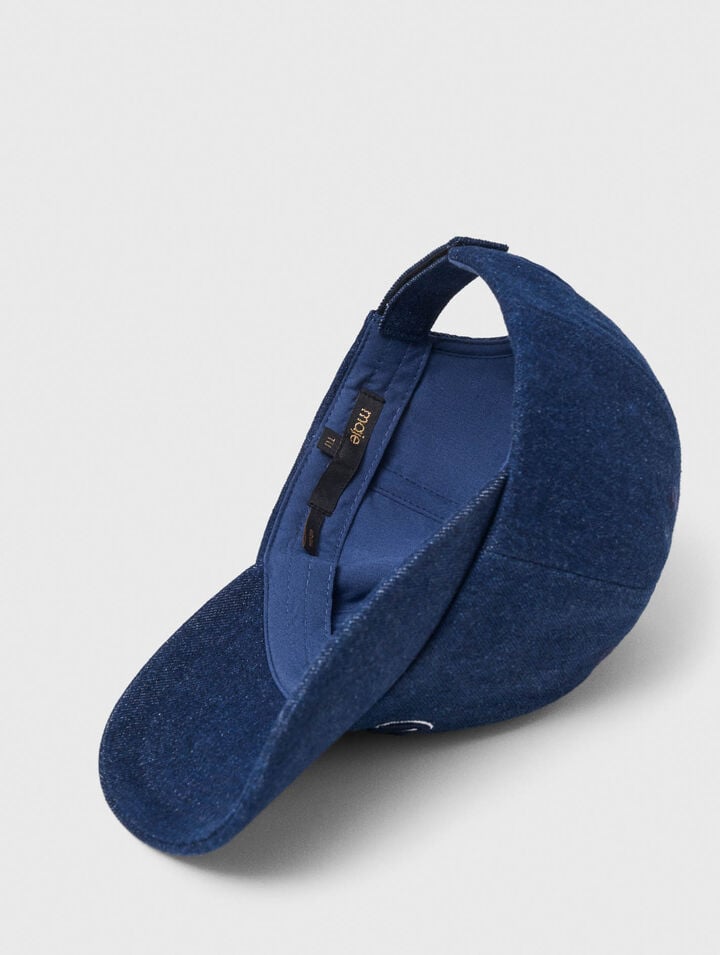 Raw denim cap with logo
