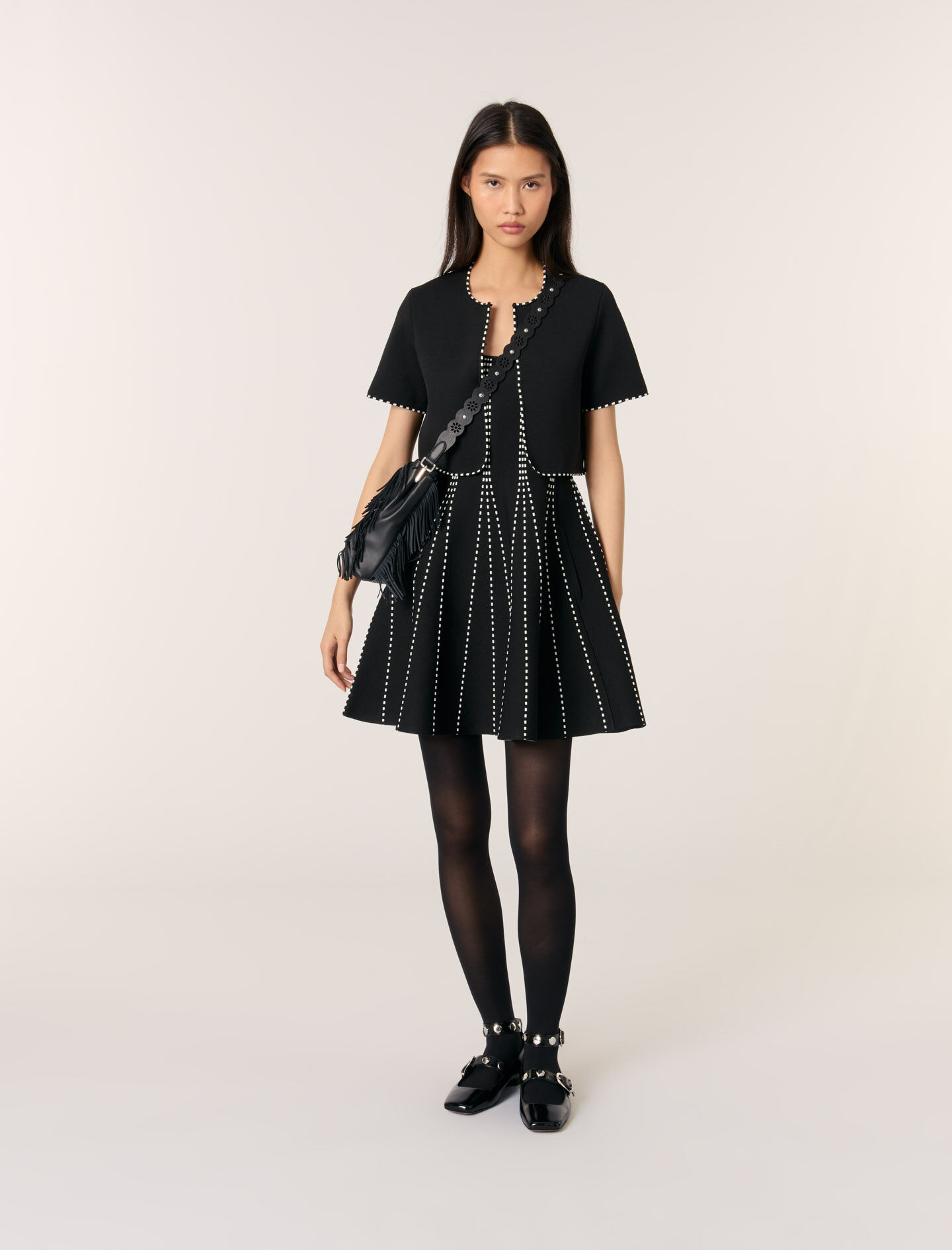 Maje short cardigan with contrasting stripes online