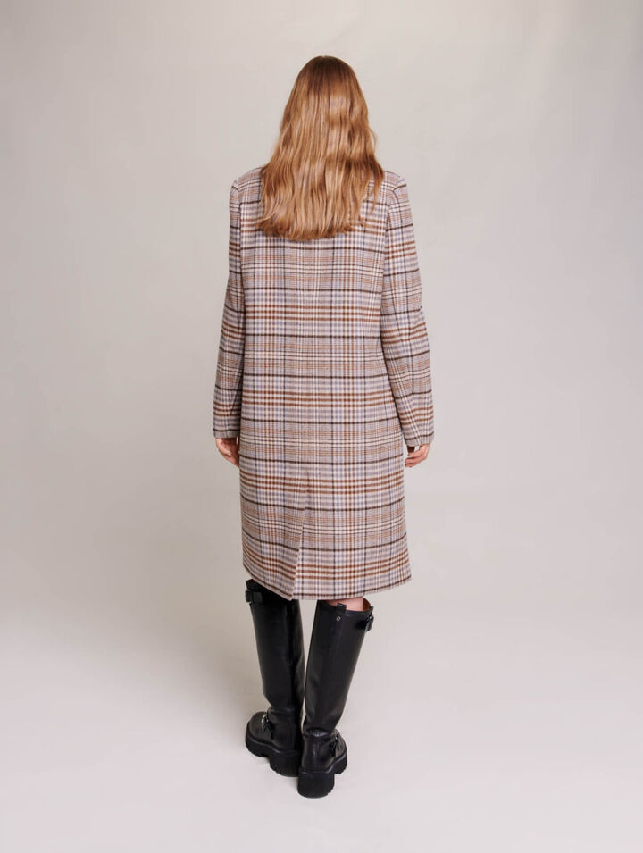 Long checked coat