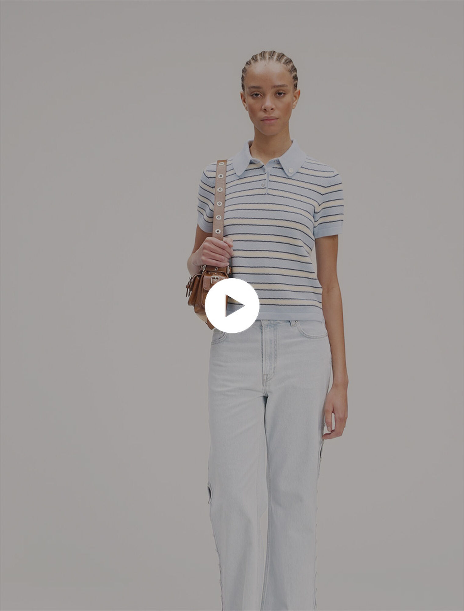 Striped knit polo shirt