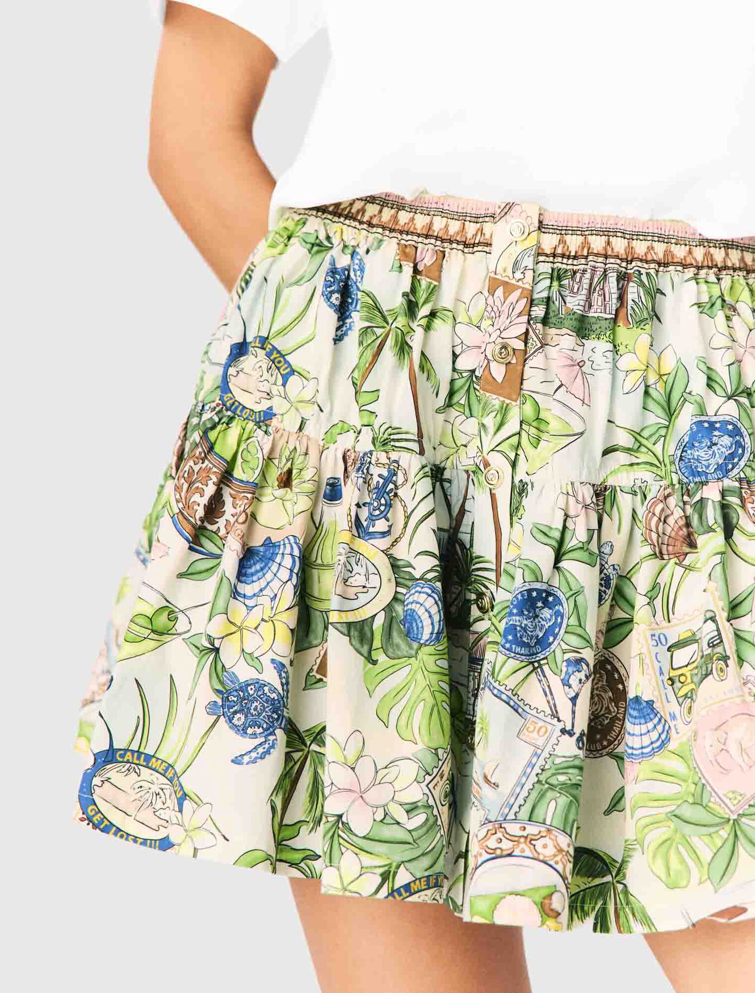 Printed ruffled skirt