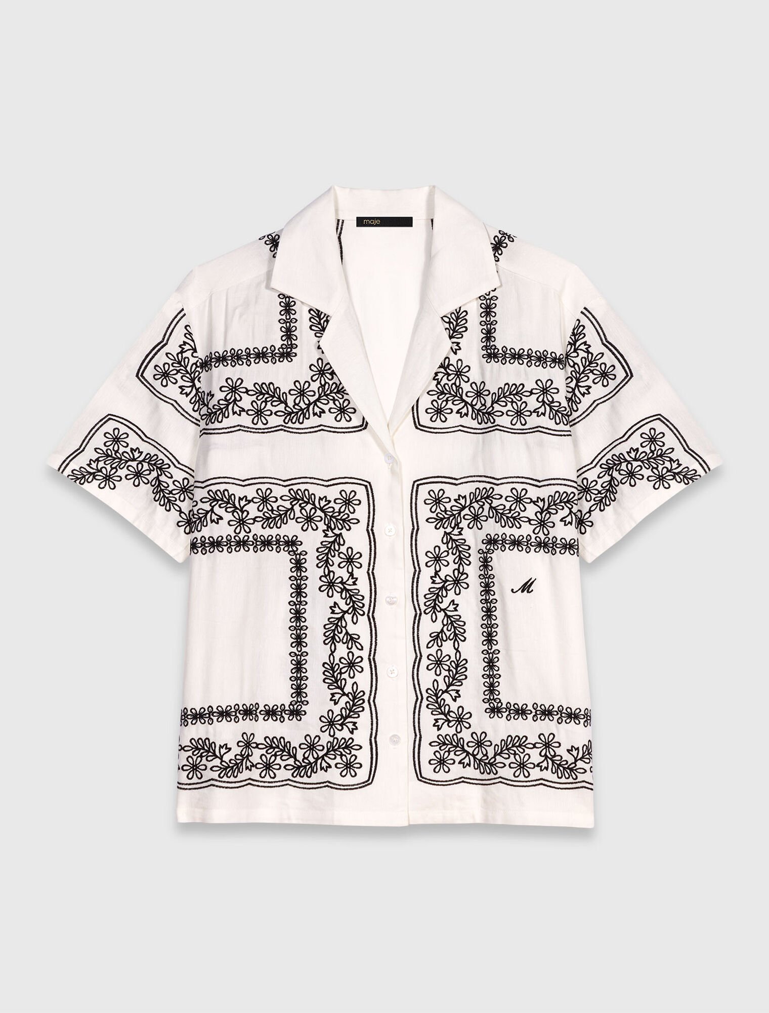 Short-sleeved embroidered shirt