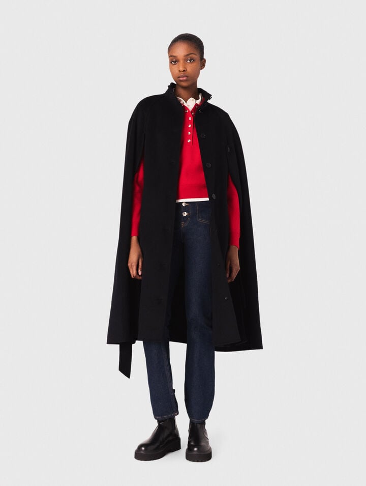 Long double-faced coat with cape