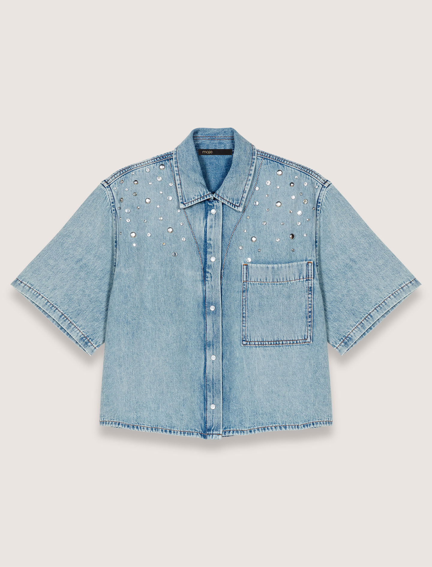 Studded denim shirt - Shirts | Maje