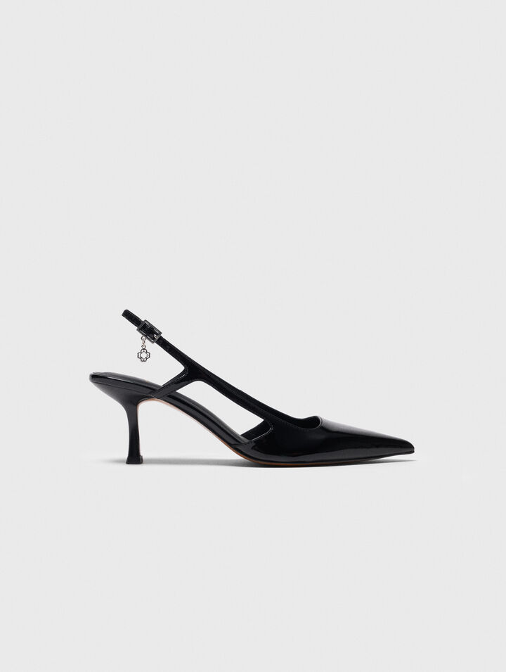Patent leather slingback pumps