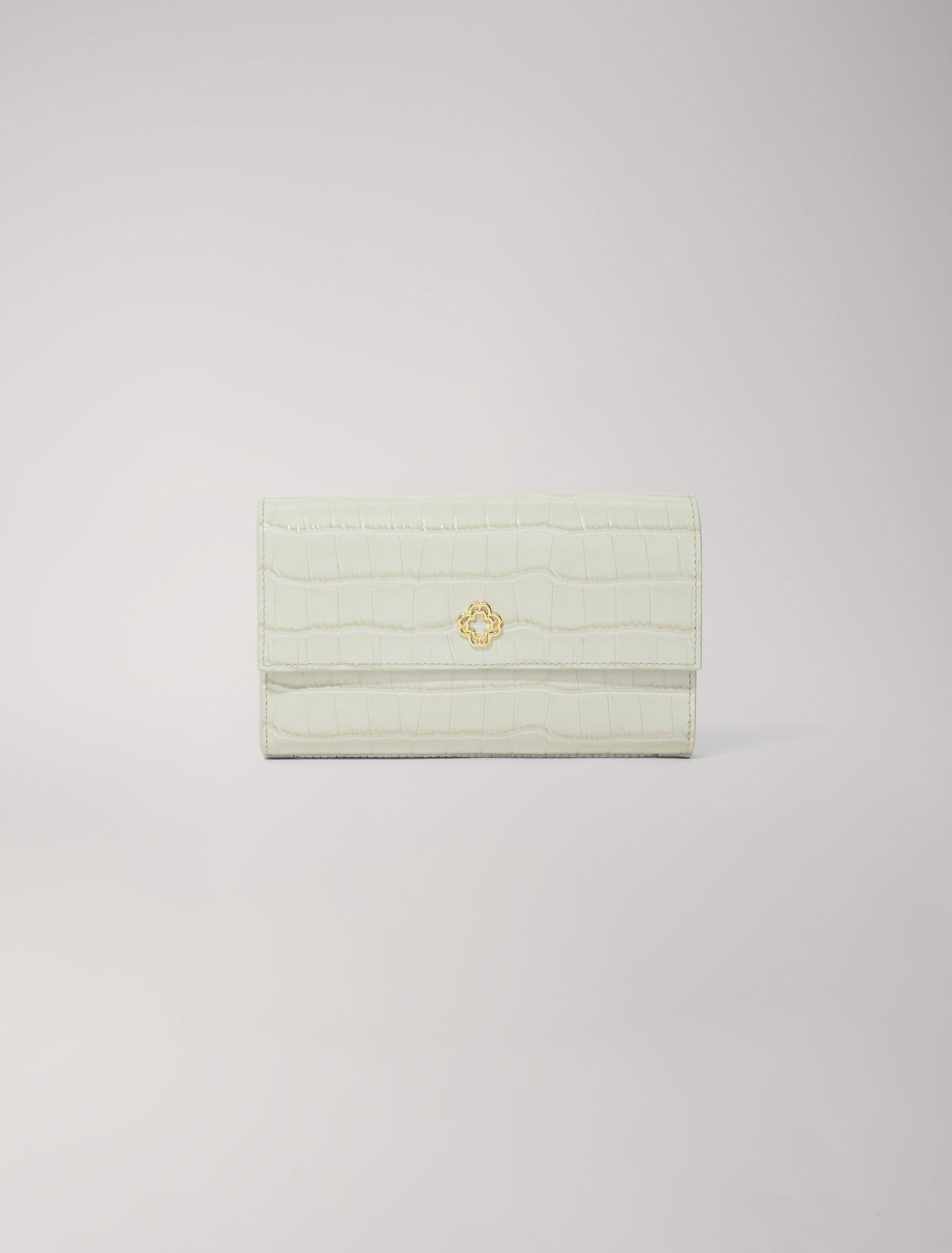 Croc-effect embossed leather bag