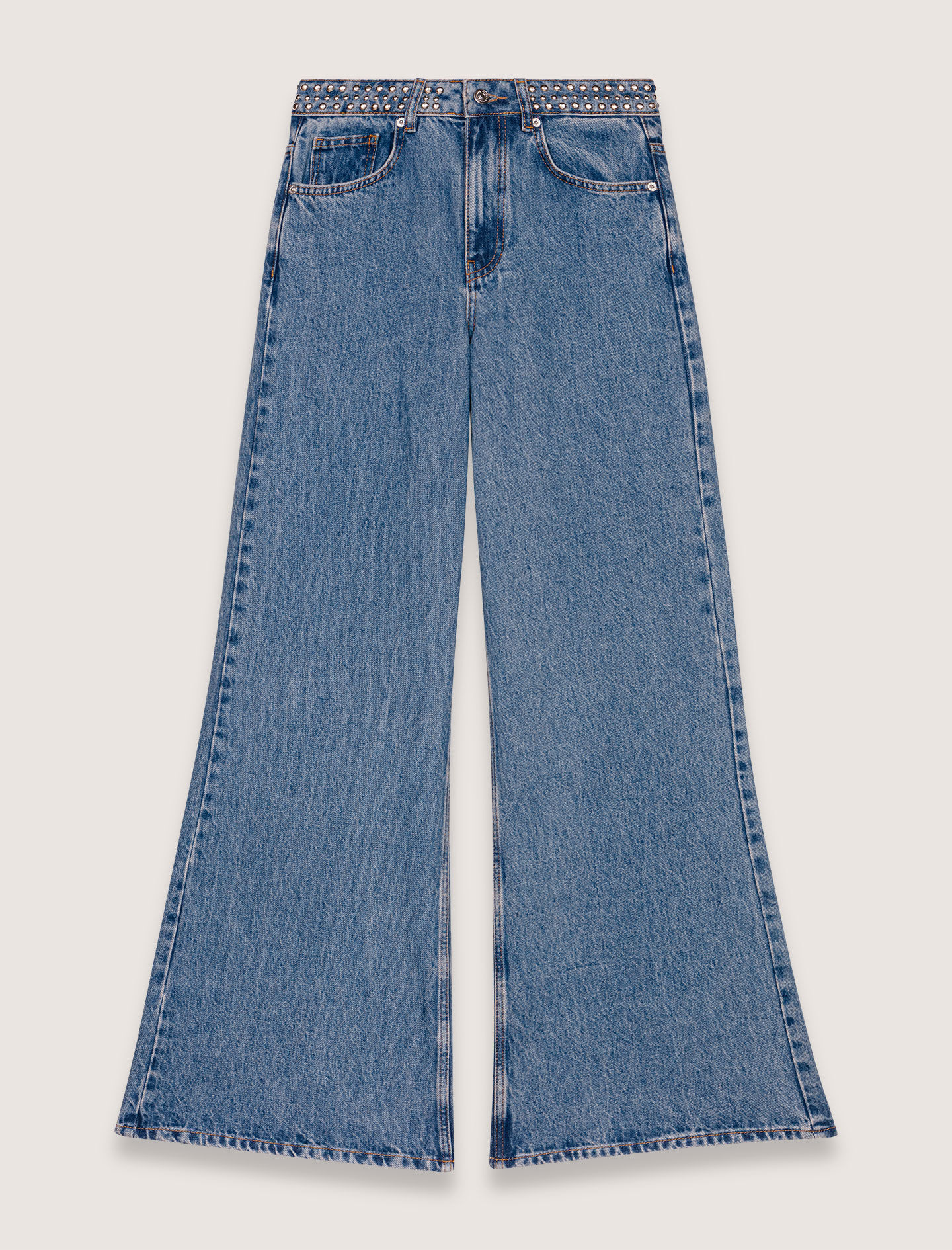 Flares jeans with studded waistband Blue for Women | Maje