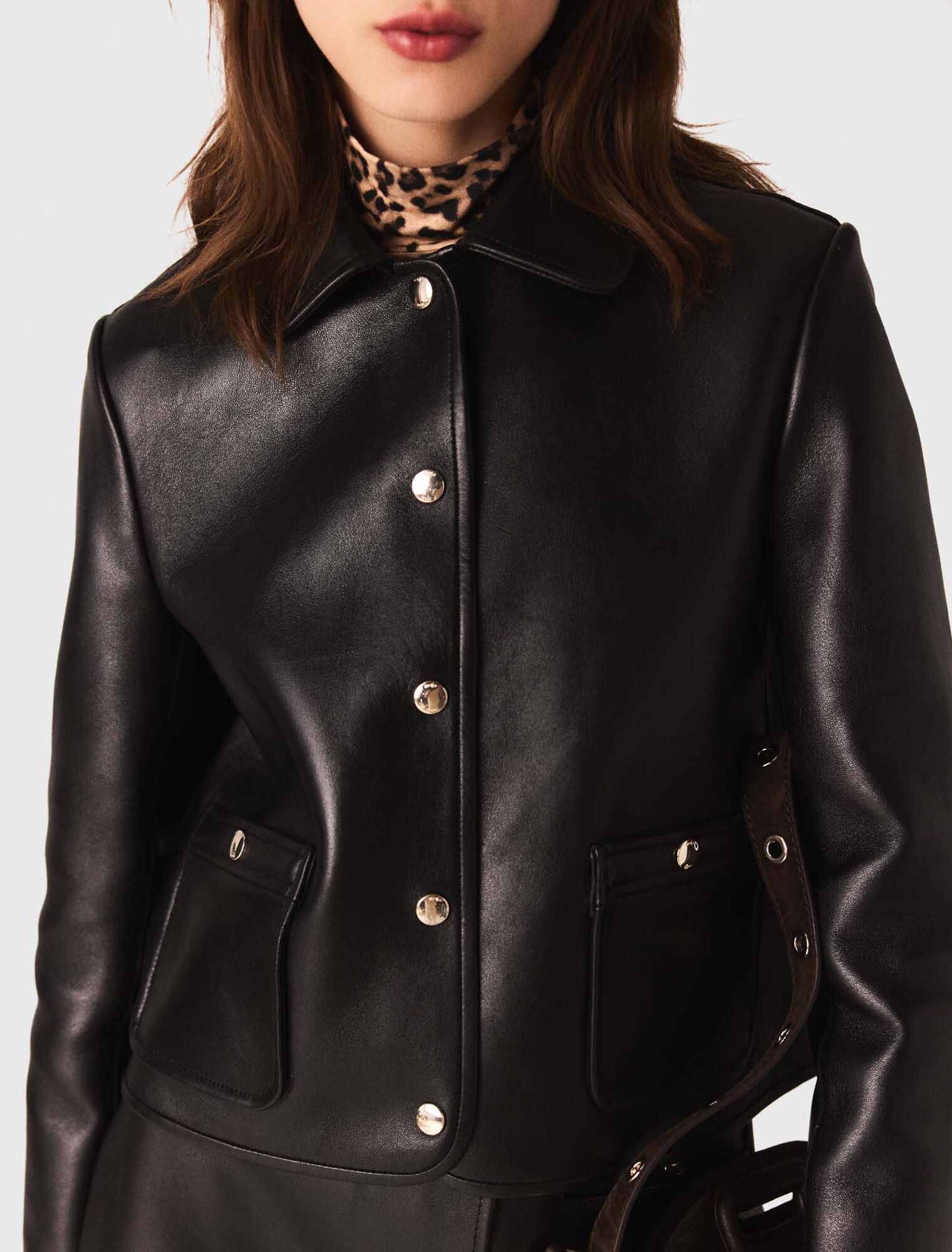 Cropped leather jacket