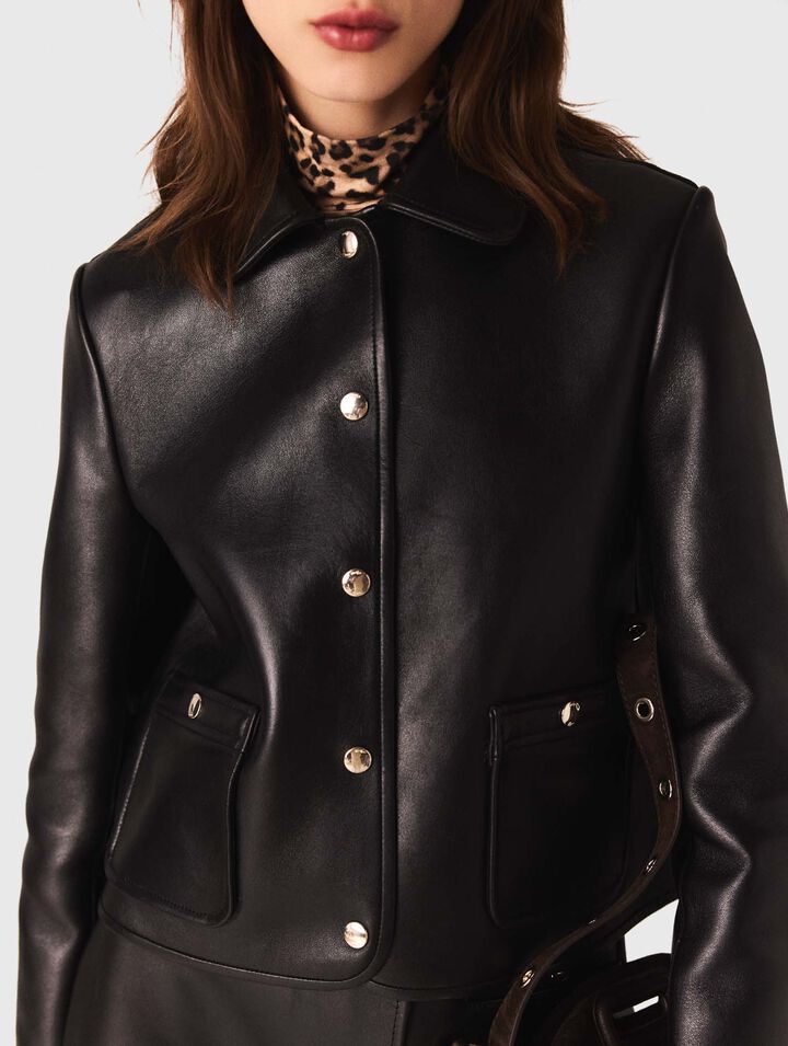 Cropped leather jacket