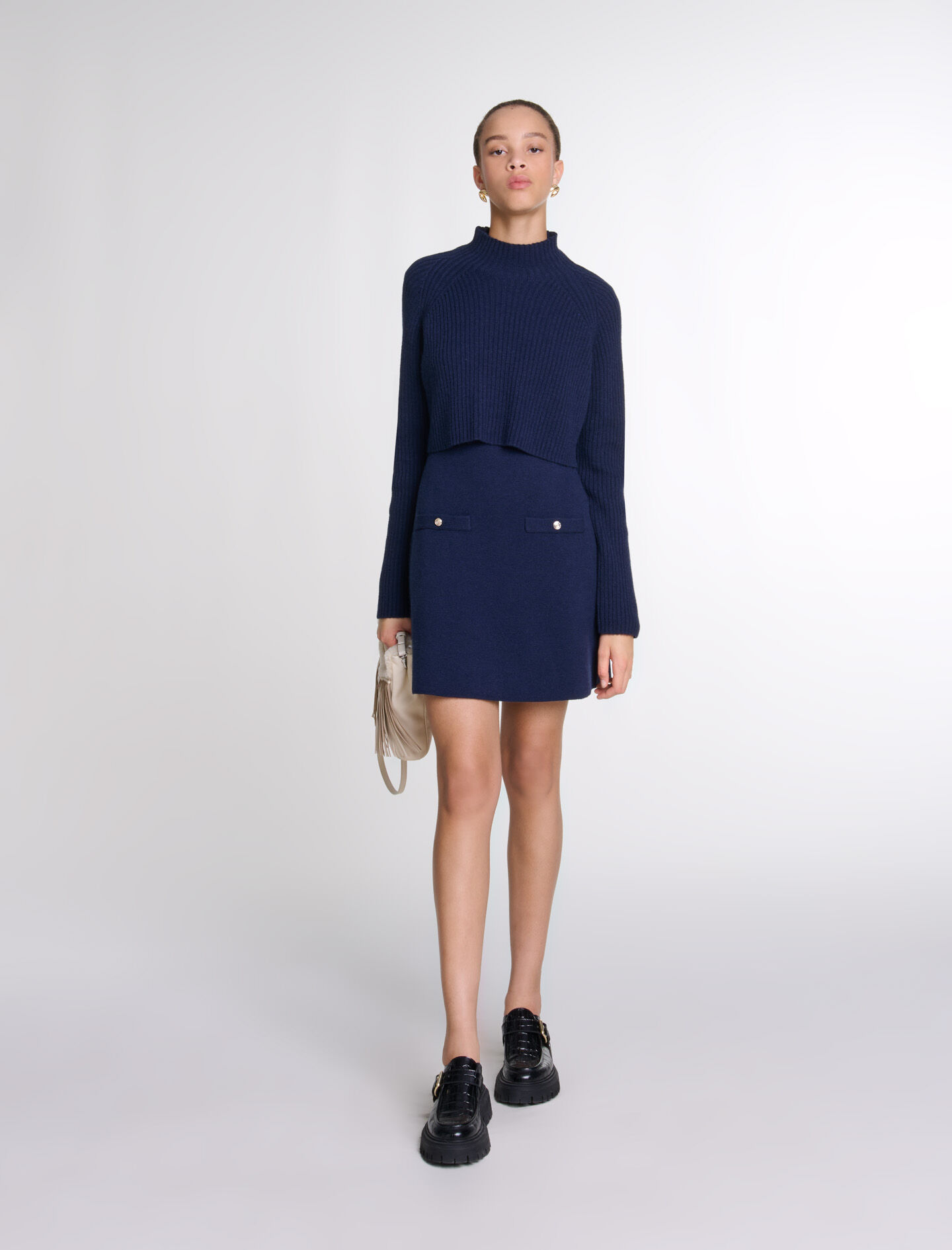 Knit 2 in 1 short dress Short dresses Maje