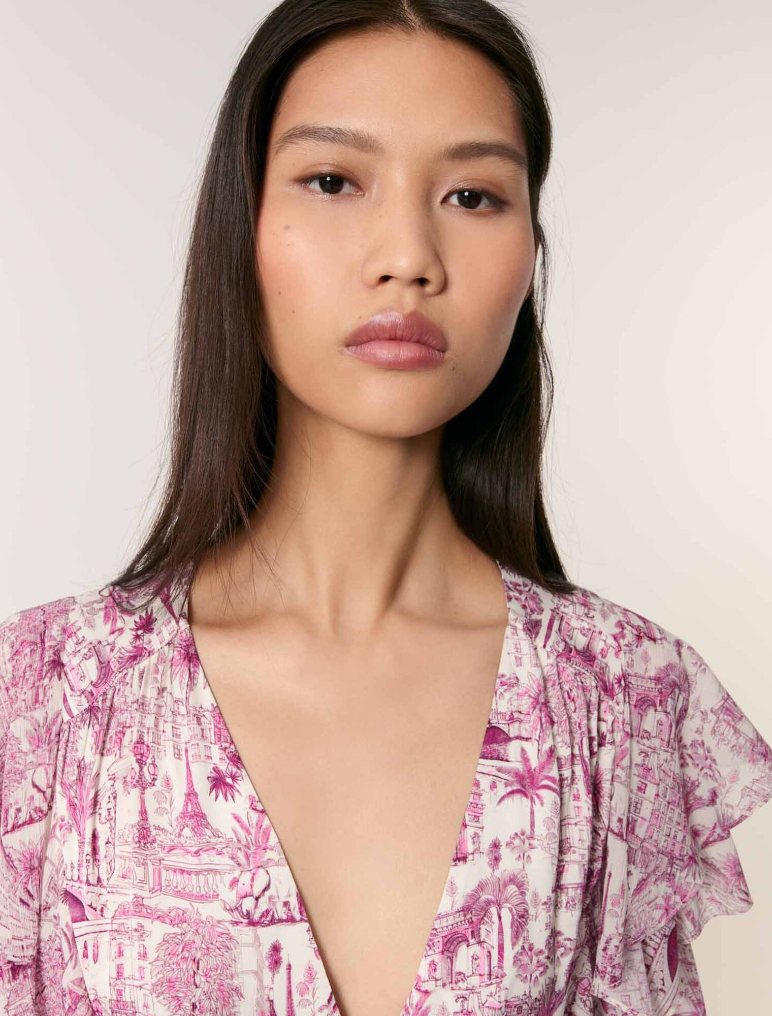 Patterned ruffled dress