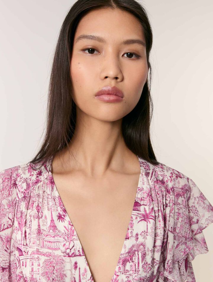 Patterned ruffled dress