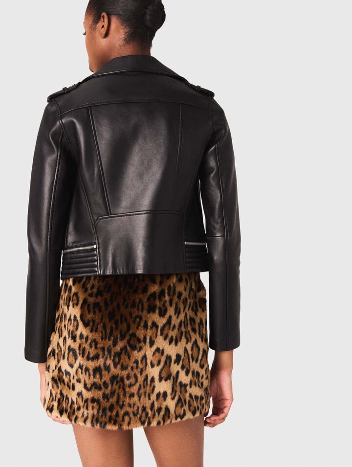 Leather biker-style jacket