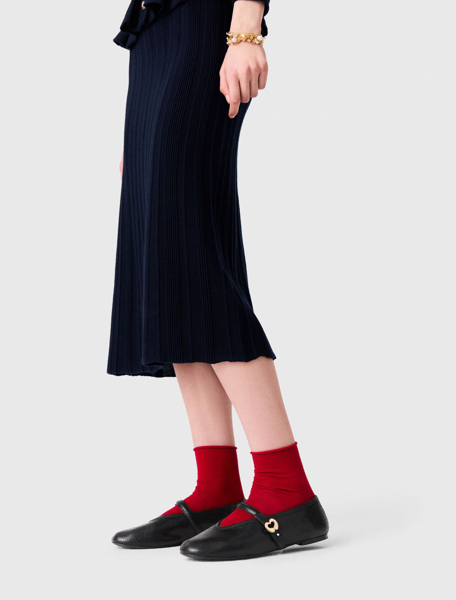 Embossed leather ballet flats