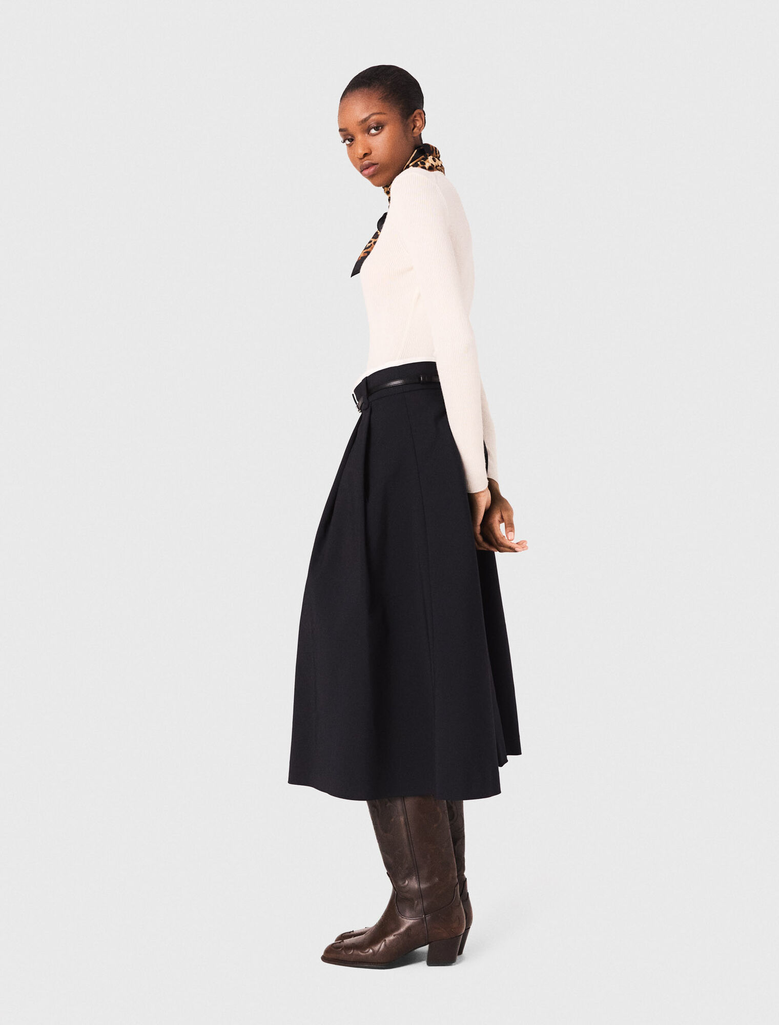 Long cotton skirt with belt