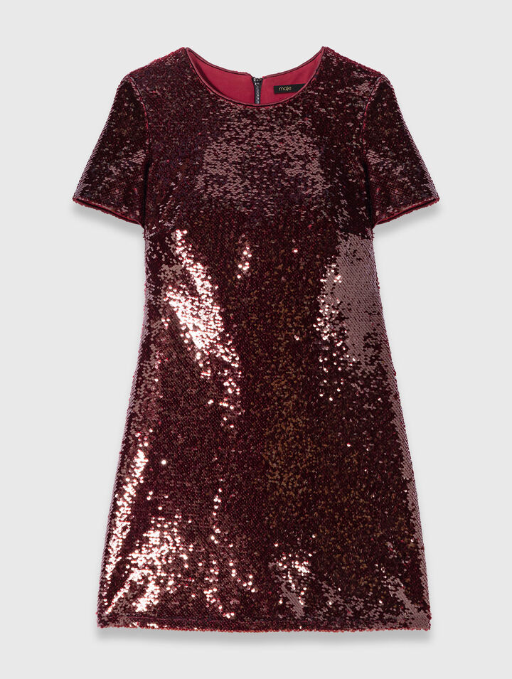 Embroidered sequin short dress