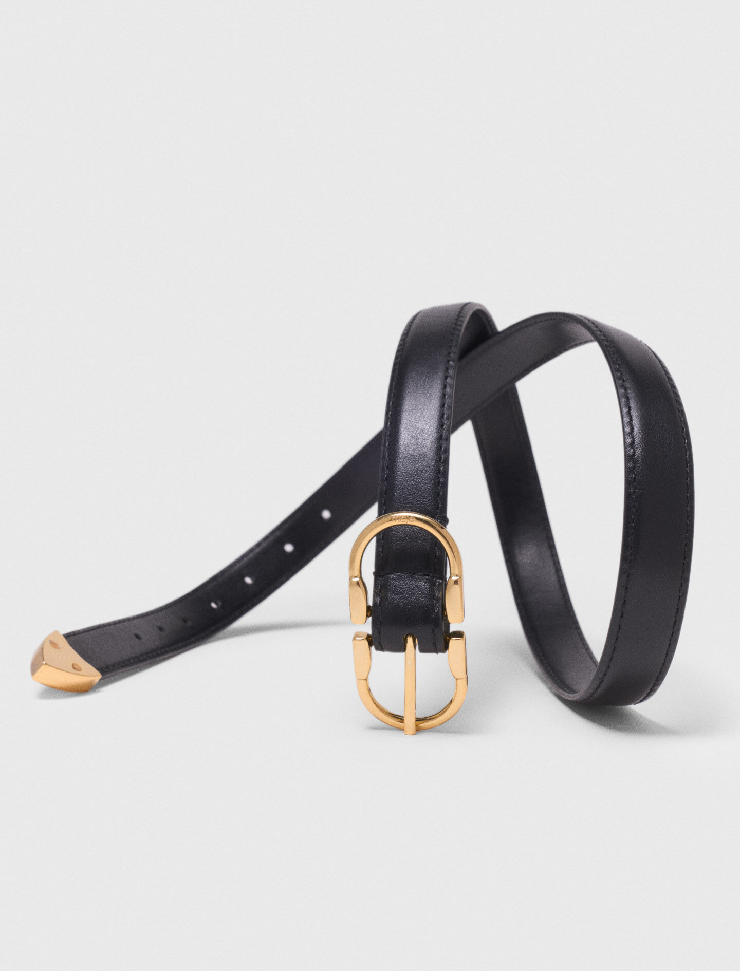 Double-buckle leather belt 3