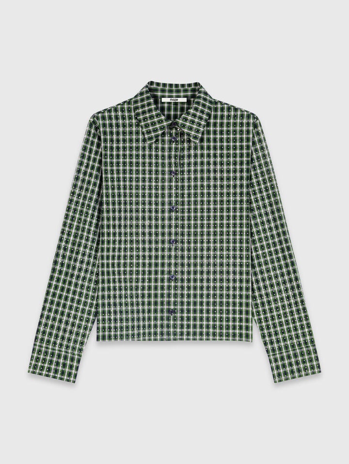 Rhinestone shirt with tie