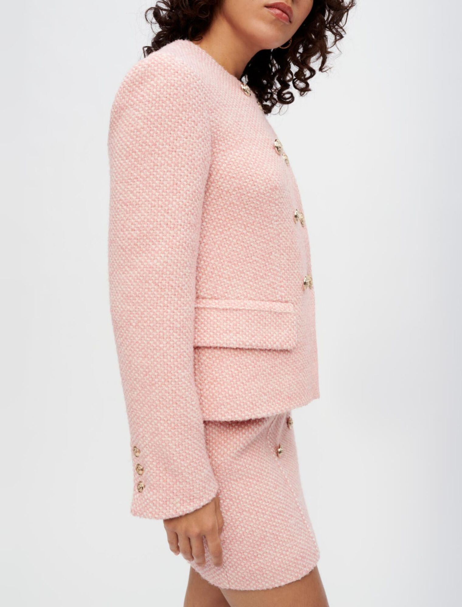 Pink and ecru marl tweed jacket