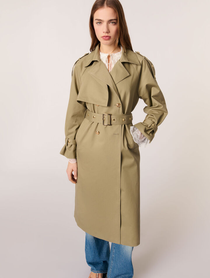Removable collar stud trench coat
