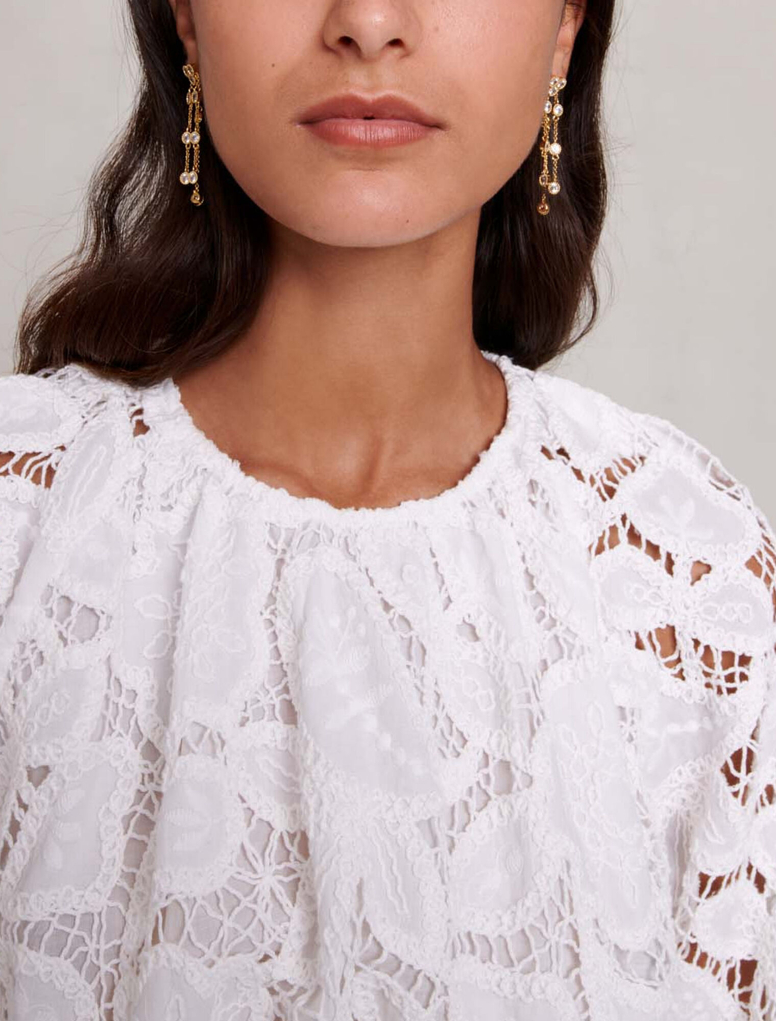 Embroidered cotton short dress