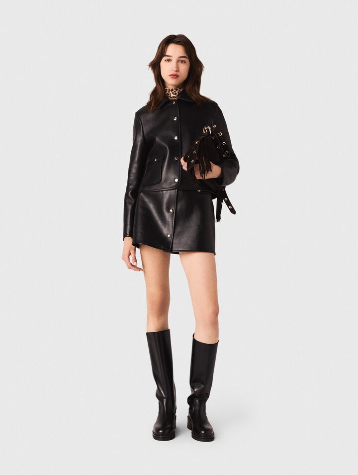 Cropped leather jacket
