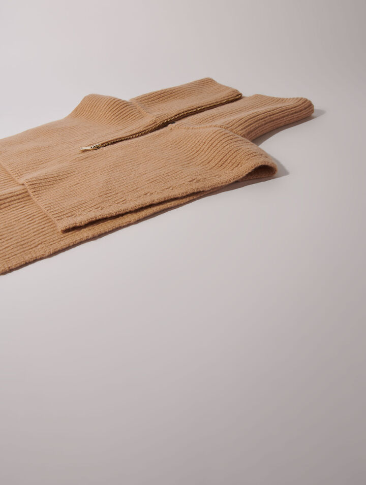 Cashmere/wool zip-up neck warmer