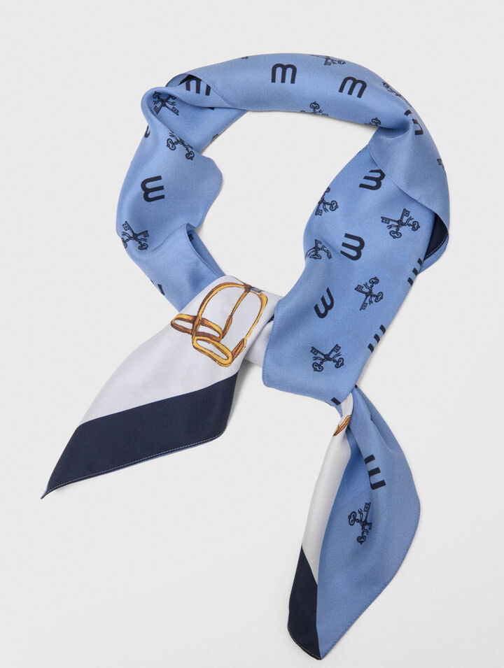 Equestrian motif silk scarf