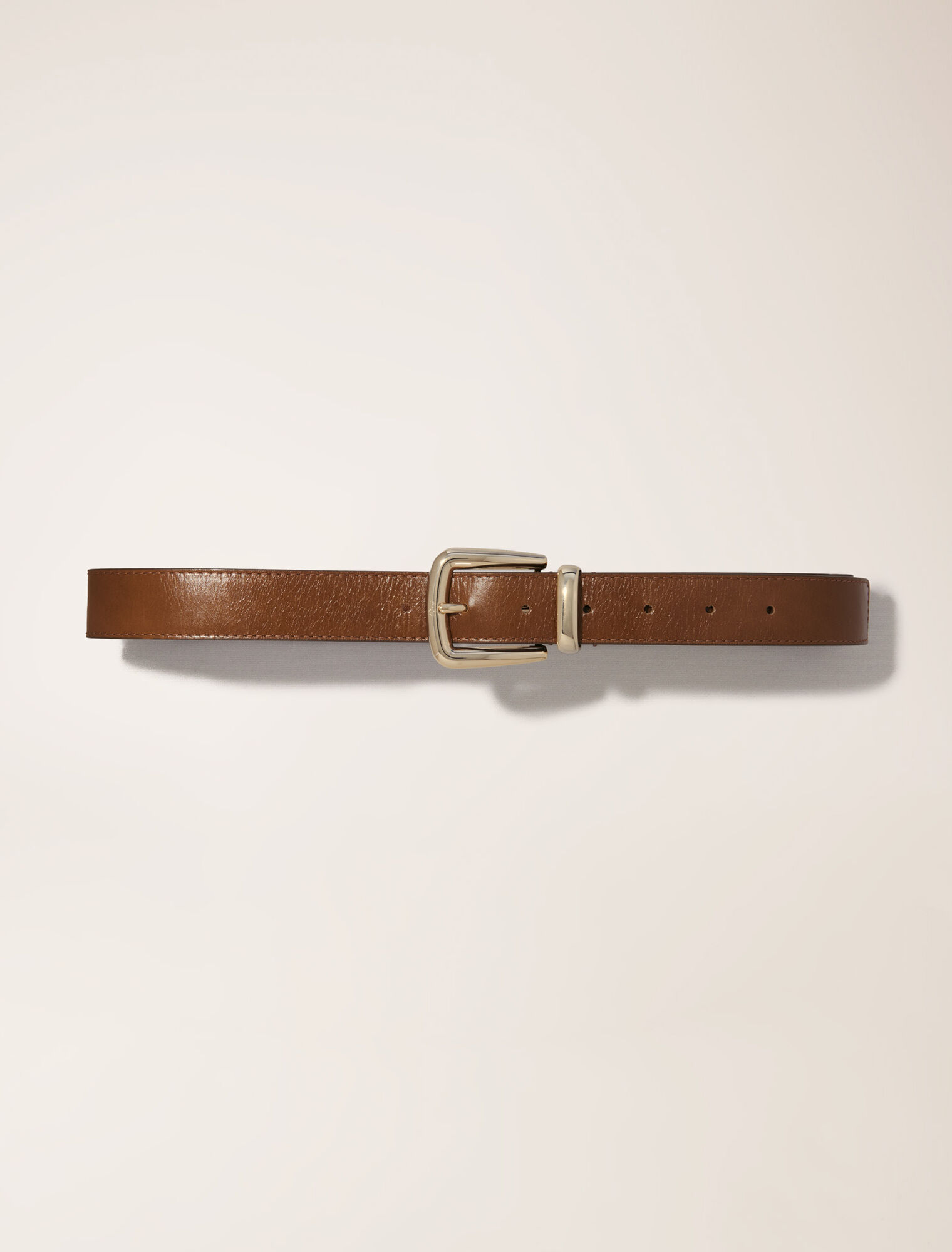 Leather belt with square buckle