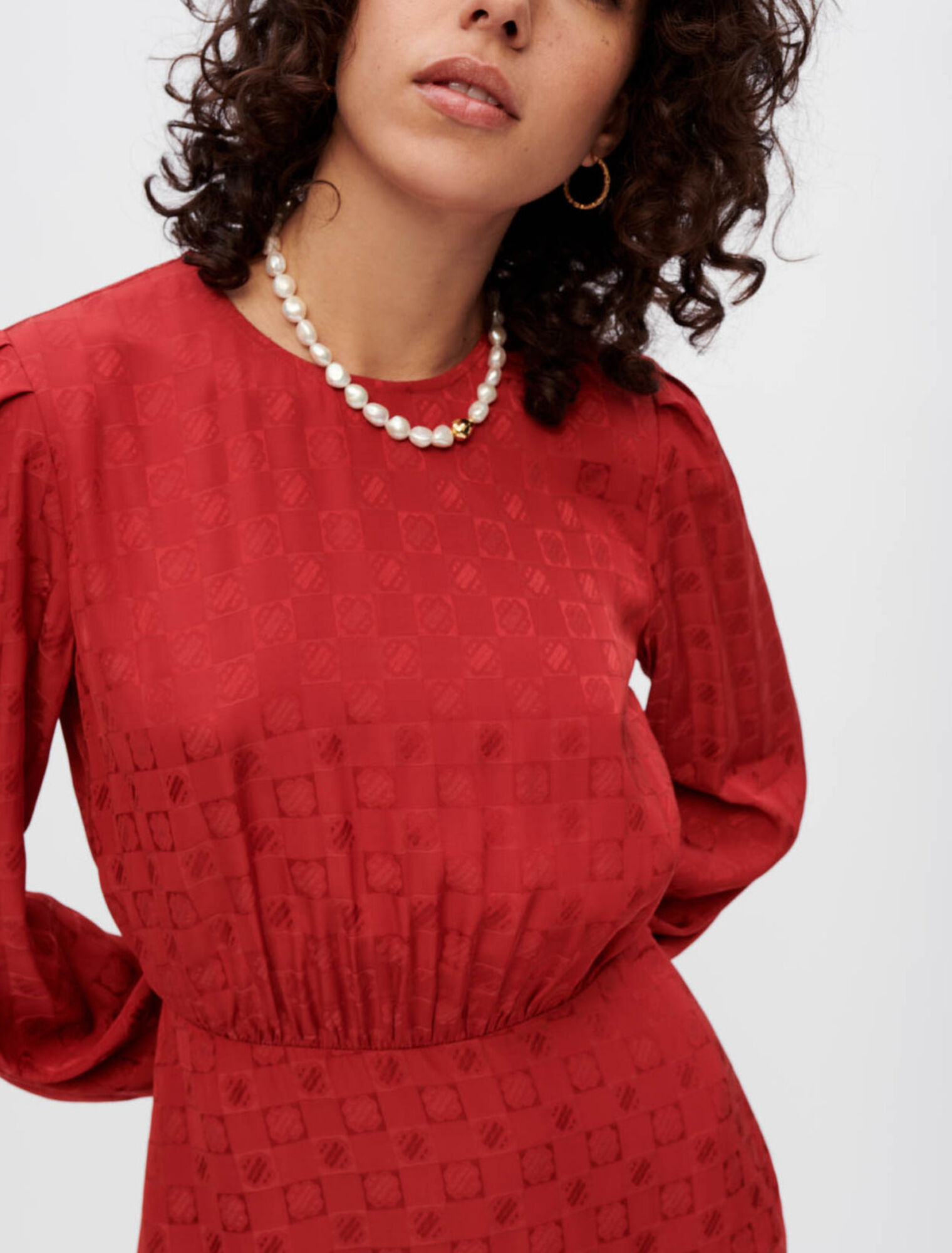Clover Maje viscose jacquard dress