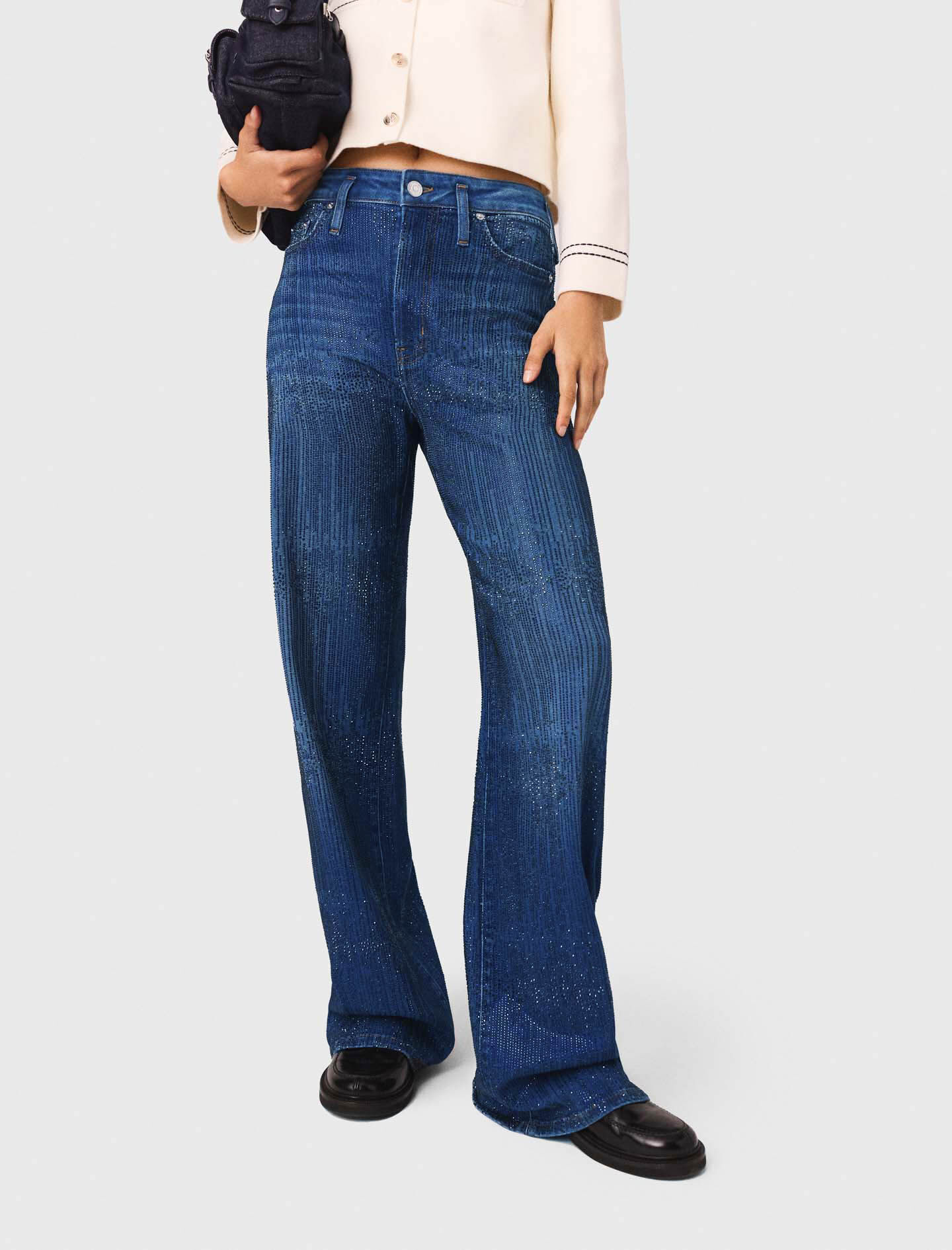 Rhinestone jeans Blue for Women | Maje