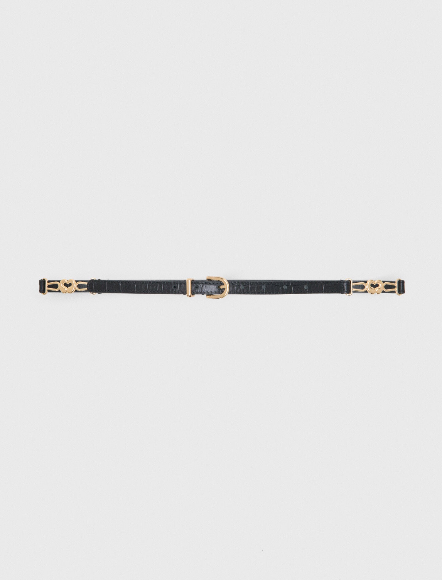 Slim croc-effect leather belt 8