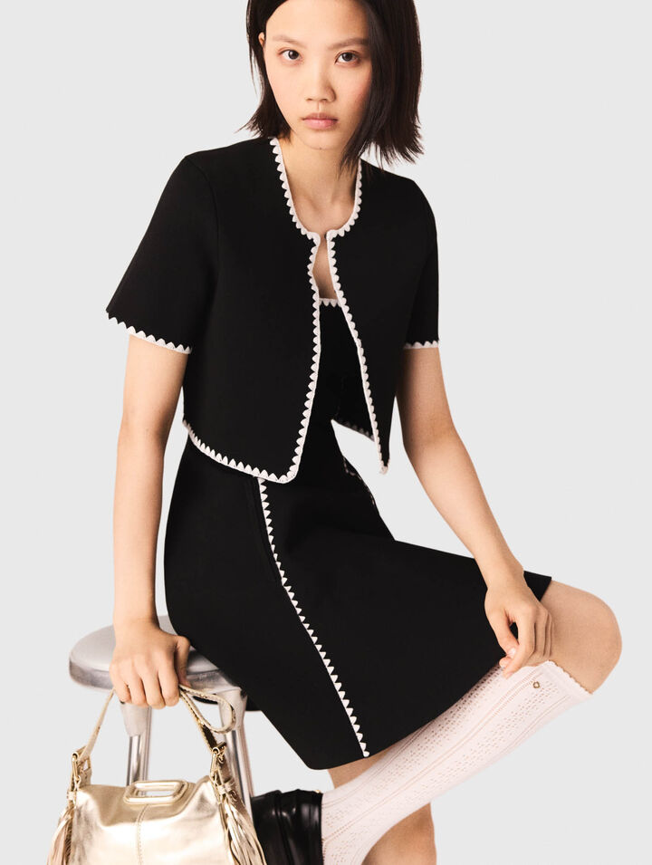 Topstitched cropped cardigan