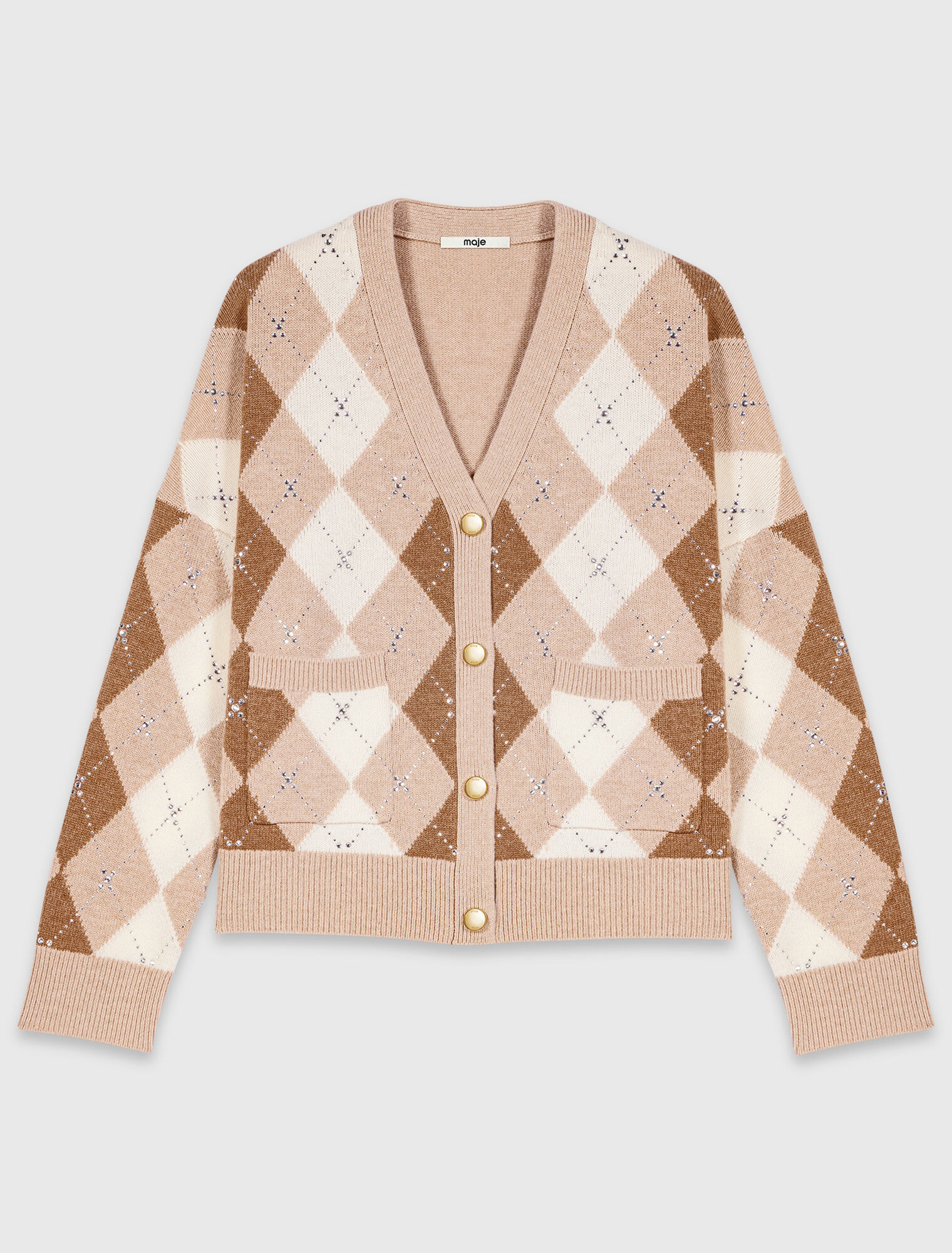Rhinestone argyle cardigan