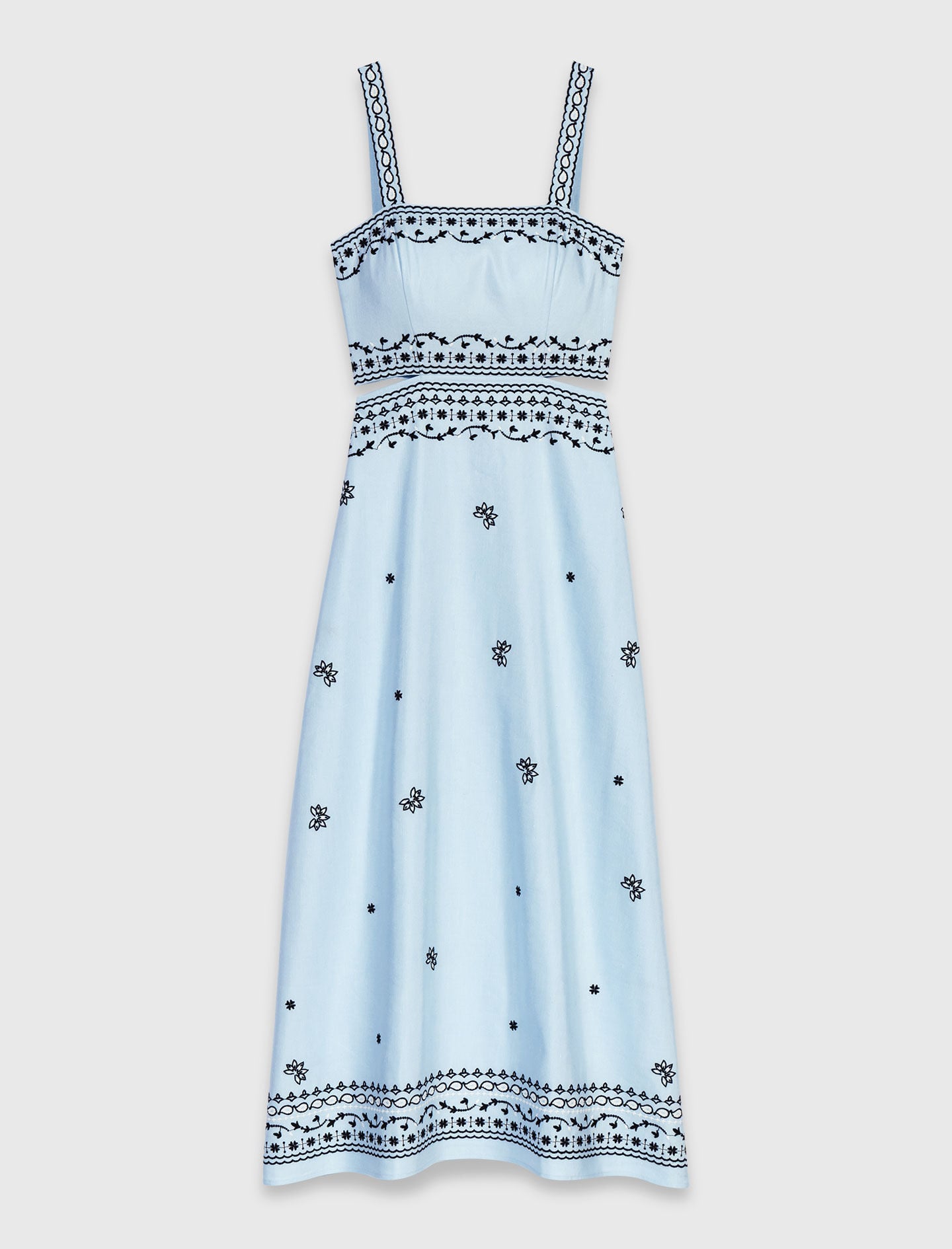 Embroidered linen blend maxi dress 7