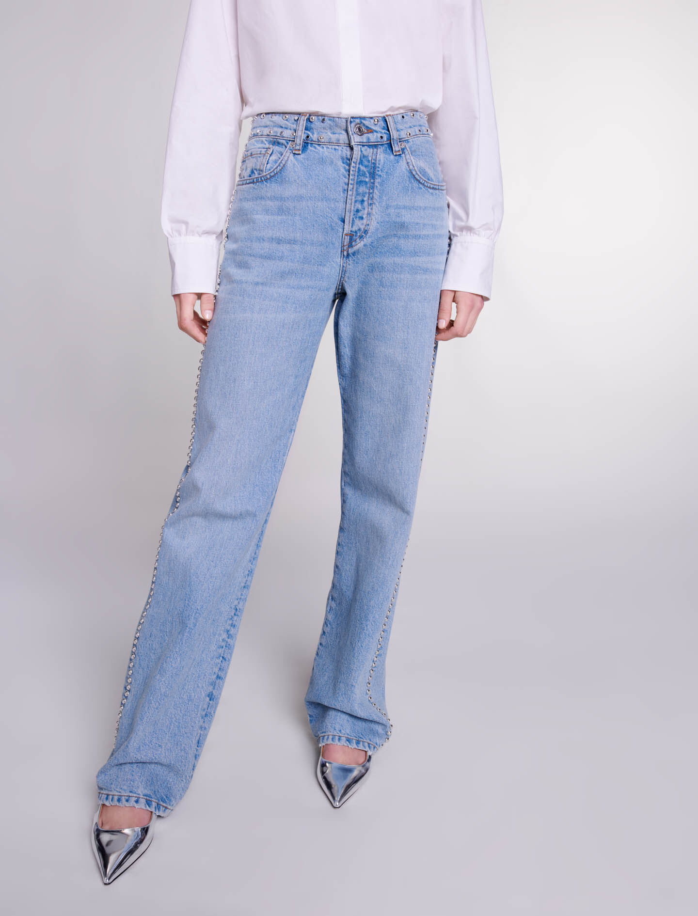 Wide-leg studded jeans - Offline_Pants | Maje Wide-leg studded jeans - Offline_Pants | Maje