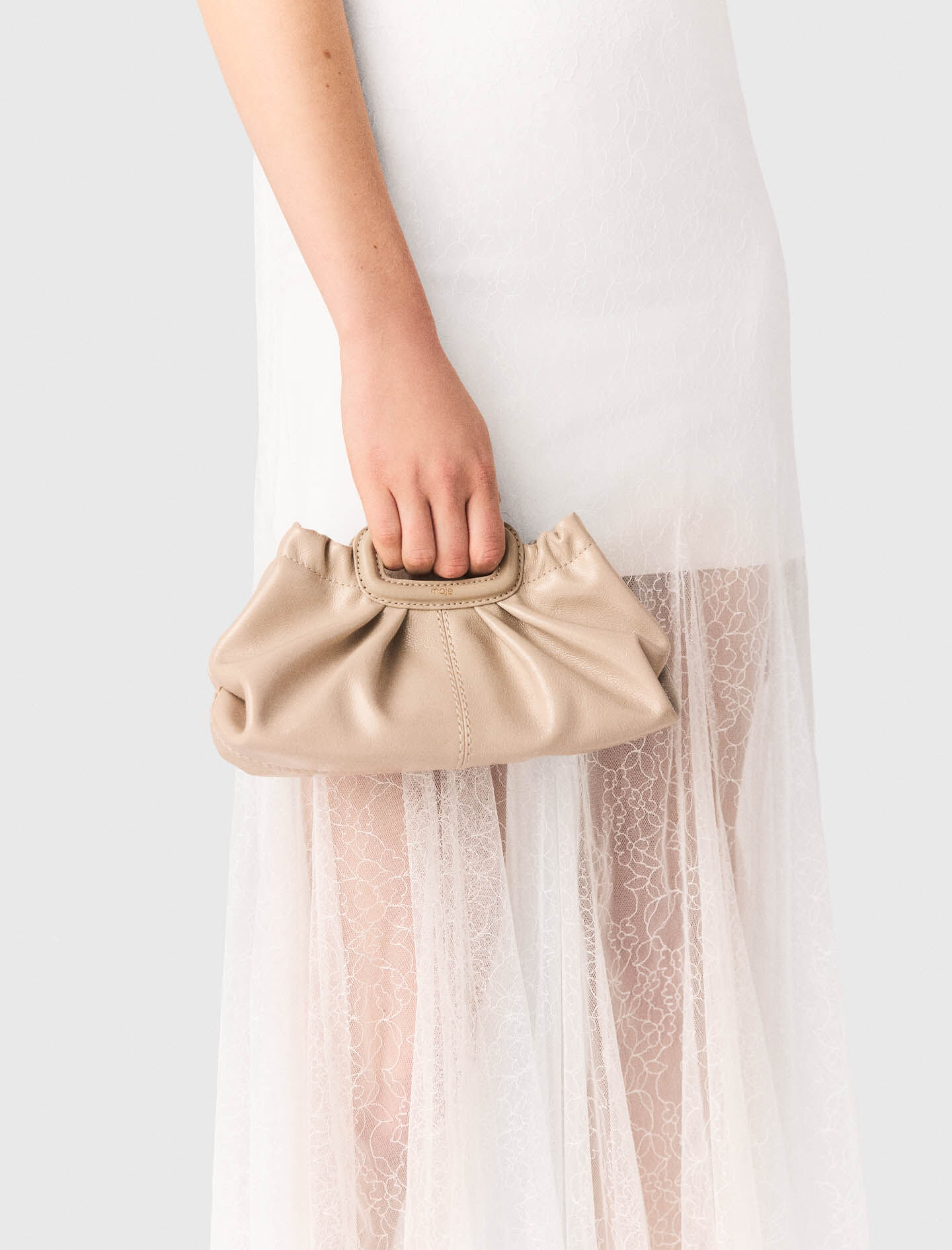 Mini naplak leather clutch Natural for Women | Maje