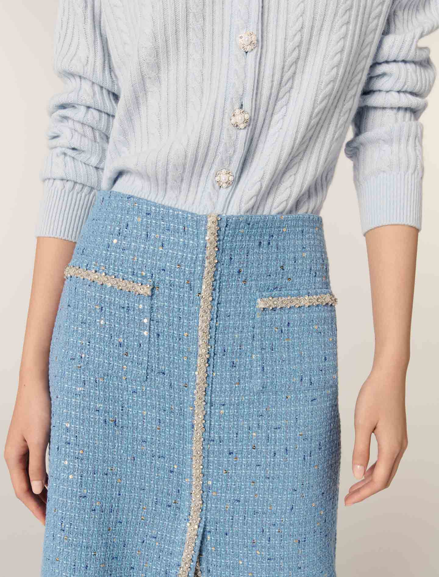 スカート Original embroidery tweed skirt bluelea Millie Tweed Skirt – Style Island