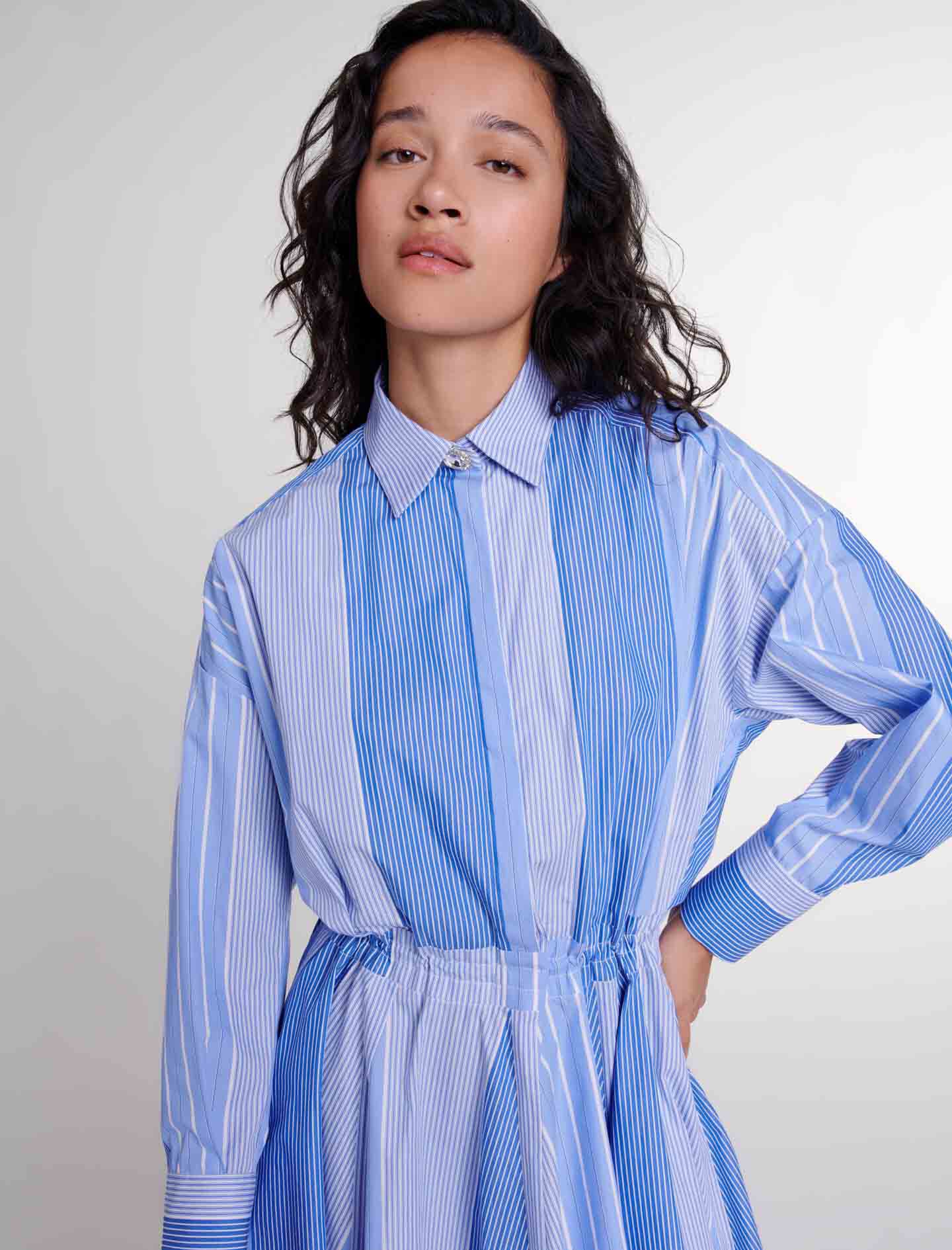 Striped patchwork dress - Shirt dresses | Maje