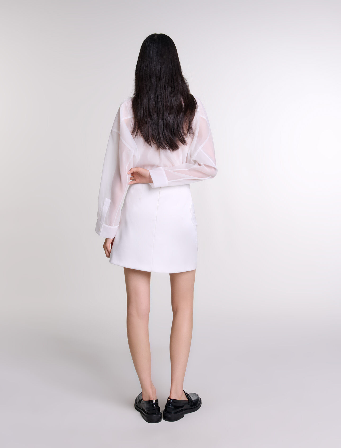 Beaded satin floral skirt - Mini skirts | Maje