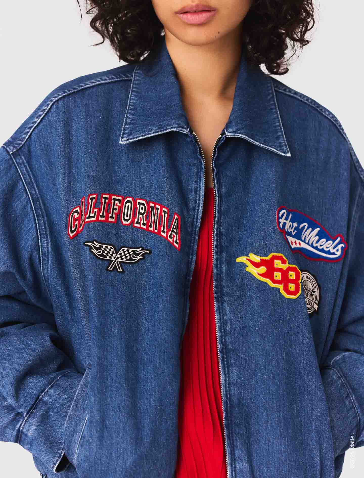 Oversized embroidered denim jacket Blue for Women | Maje