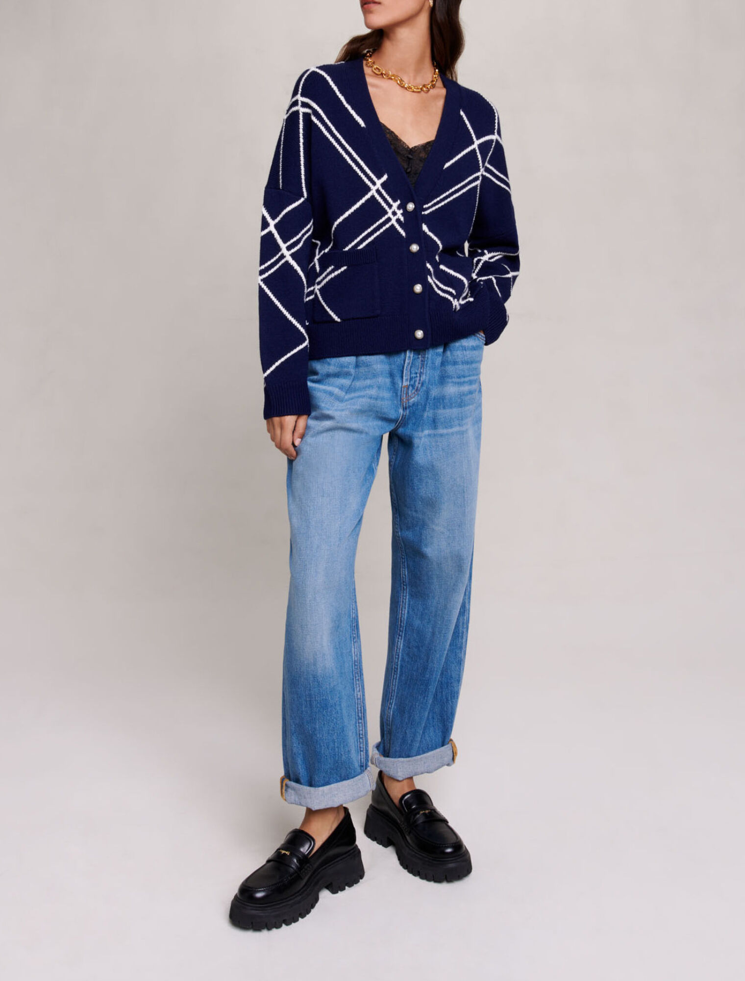 Striped knit cardigan
