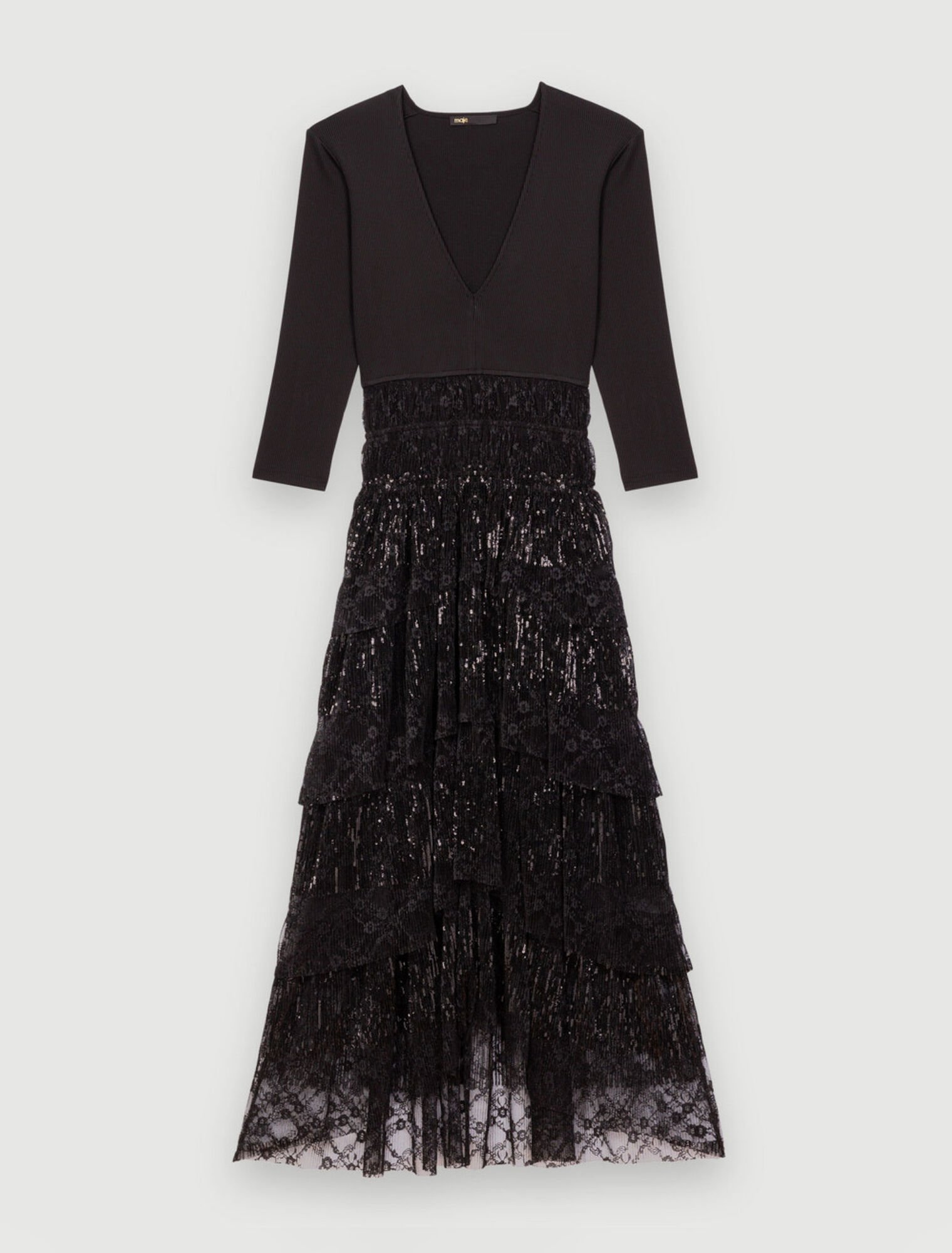 Sequin lace and jersey mix dress