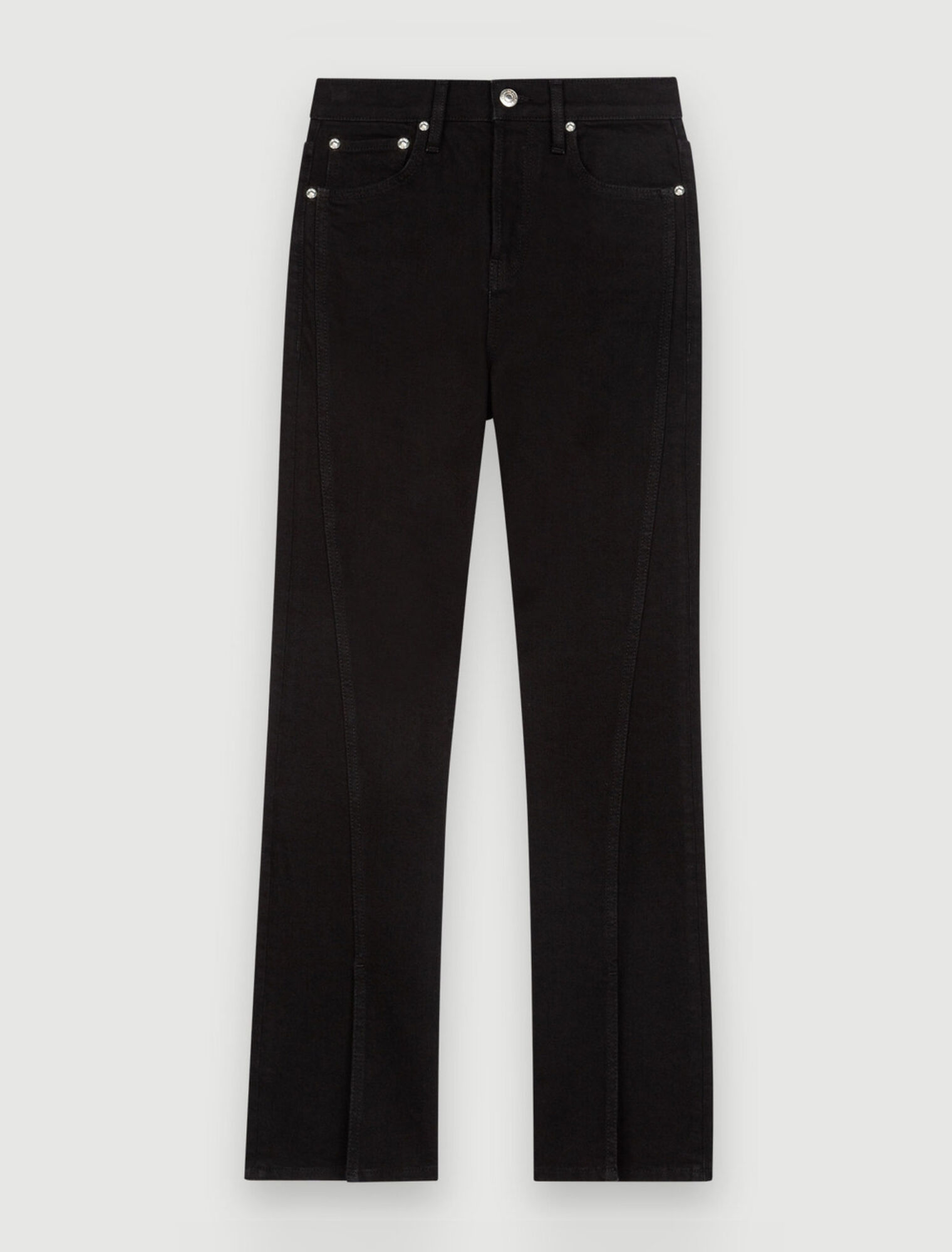 High-waisted jeans with front split