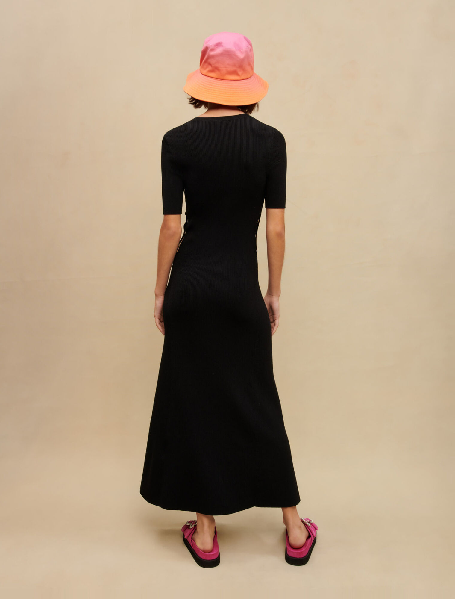 Black long openwork dress