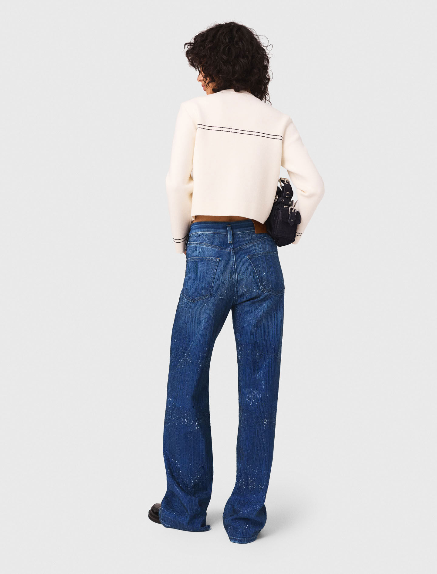 Rhinestone jeans Blue for Women | Maje