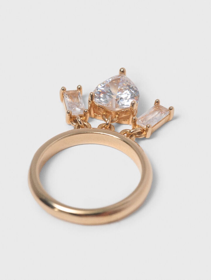 Rhinestone-jewelled gold-tone ring