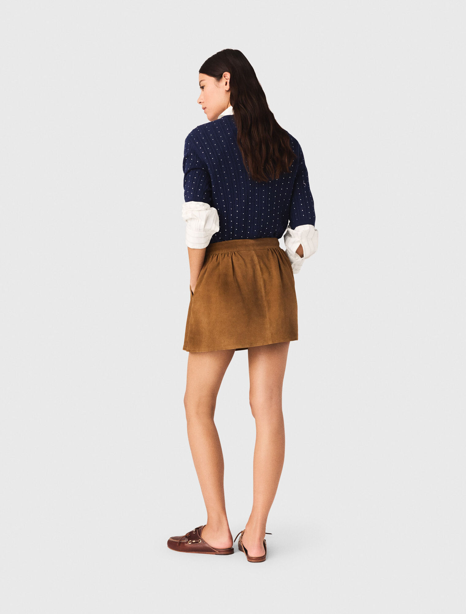 Short suede skirt