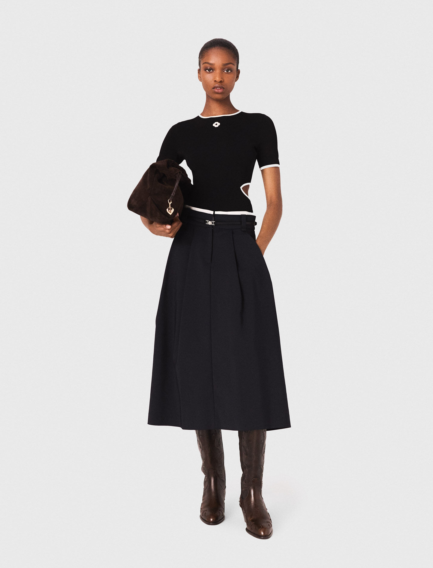 Openwork knit bodysuit Black / Gray for Women | Maje