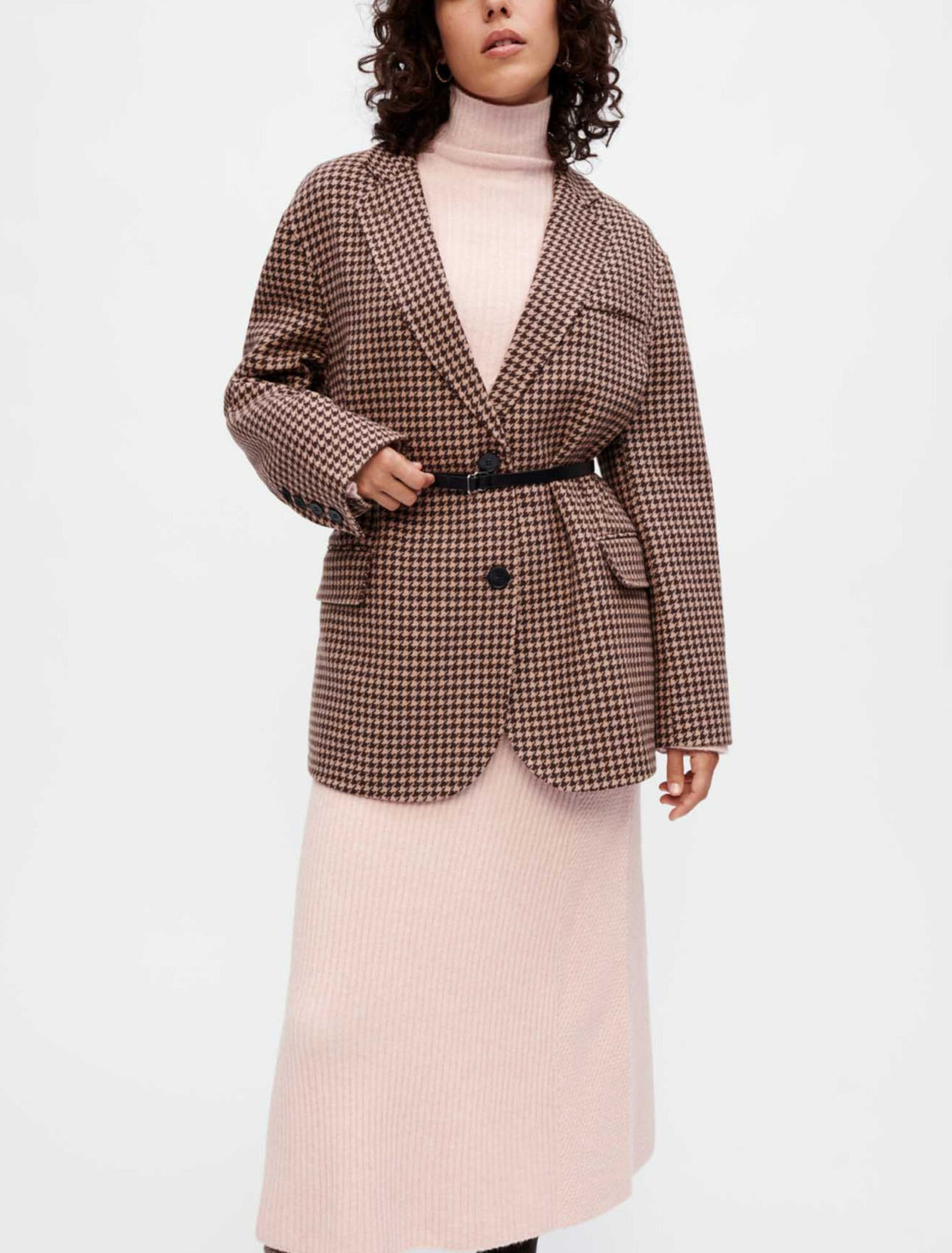 Oversized houndstooth coat